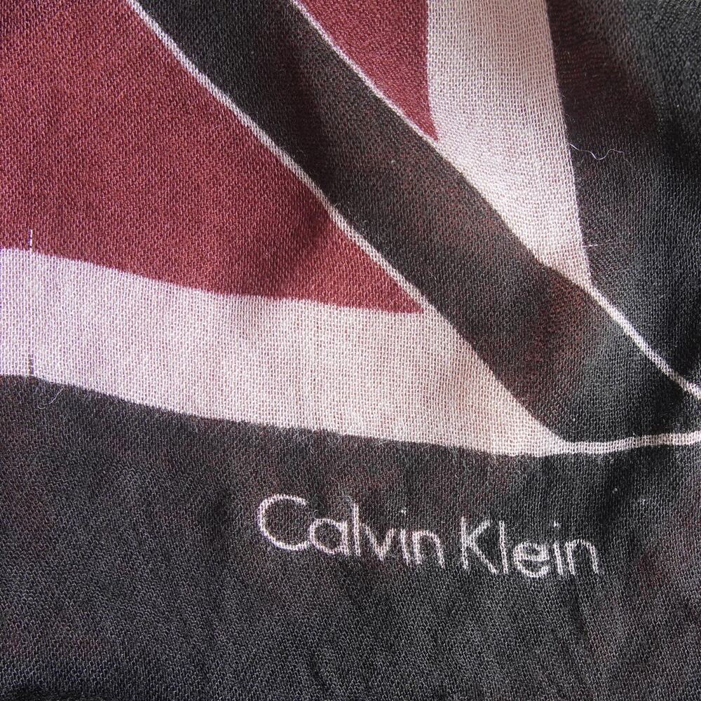 Calvin Klein Abstract Logo Scarf Oversized Wrap Red Black - Picture 9 of 10